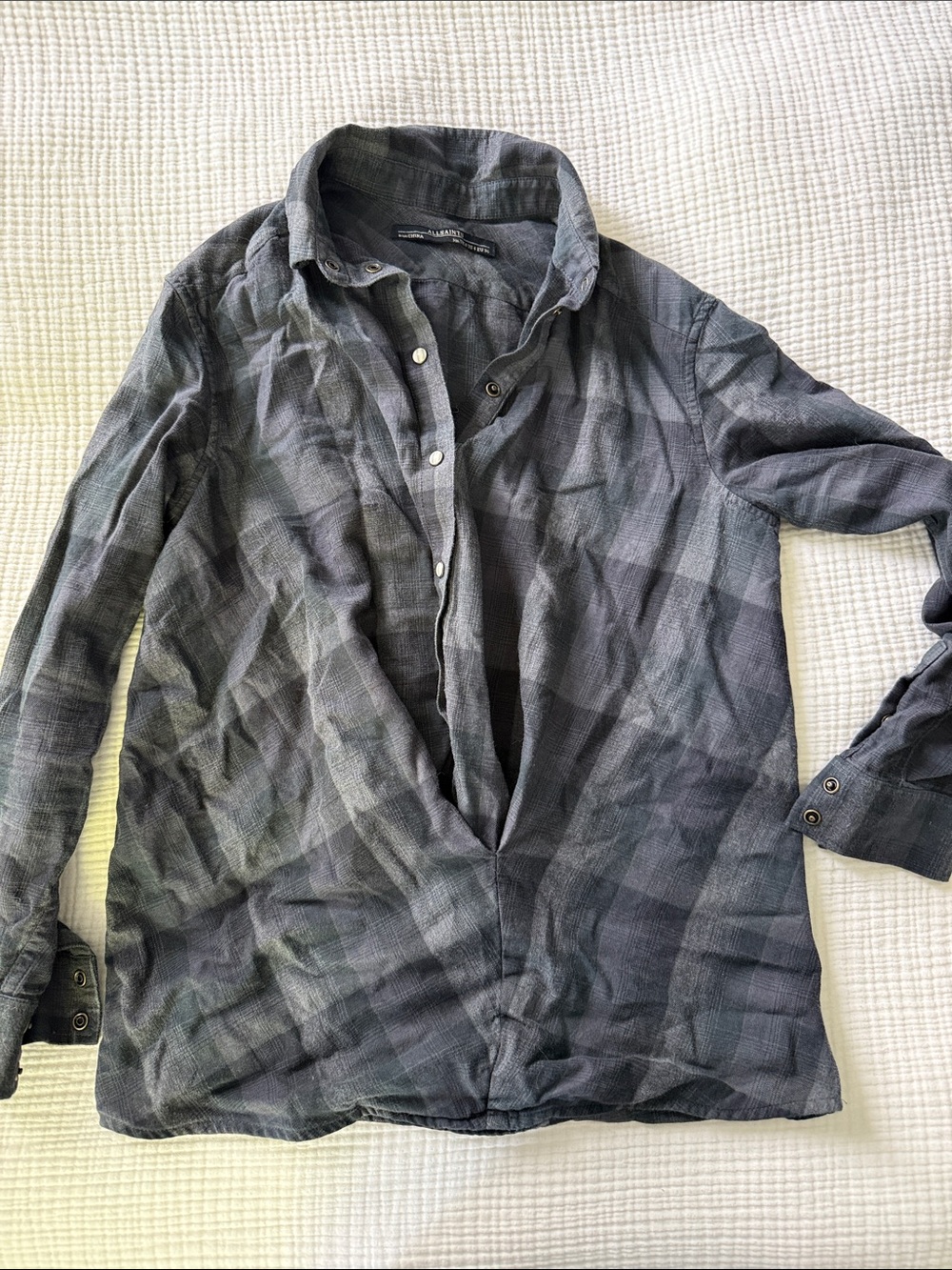 All Saints - Dark Gray Plaid Button-Up Shirt
